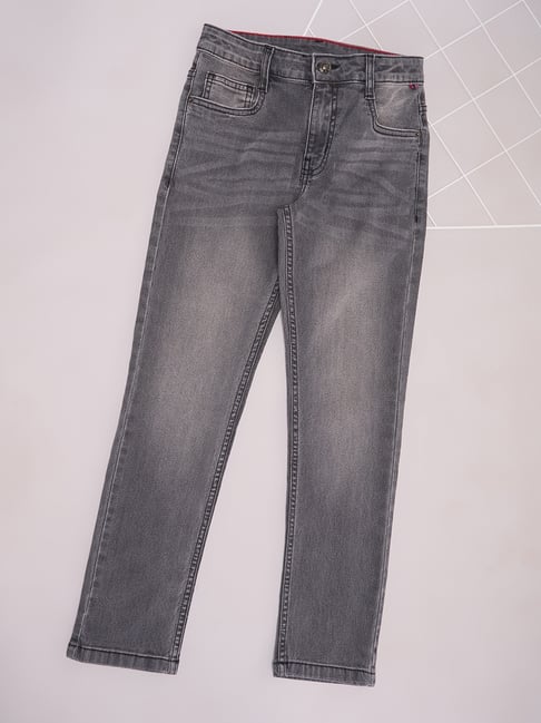 Pantaloons Junior Boys Grey Cotton Blend Solid Jeans-picture-23