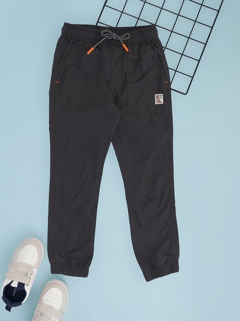 Pantaloons Junior Boys Grey Cotton Solid Joggers-picture-10