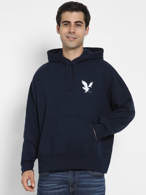 Buy American Eagle Navy Regular Fit Hooded Sweatshirt for Mens