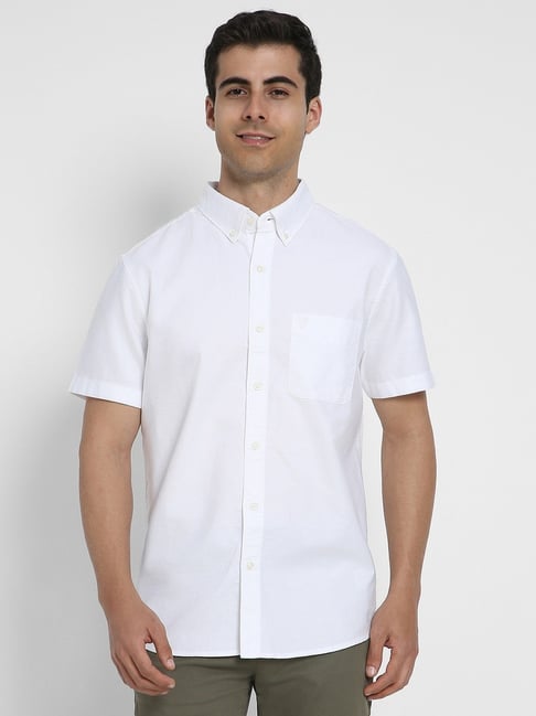 American Eagle White Cotton Slim Fit Shirt-picture-22