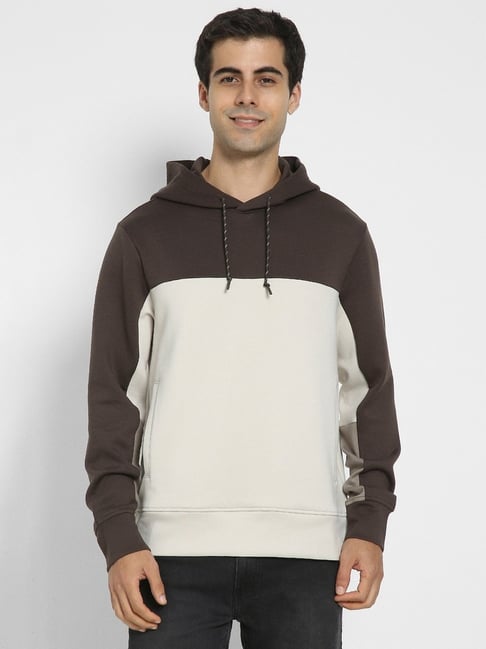 American Eagle White Regular Fit Colour Block Hooded Sweatshirt-picture-40