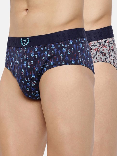 Van Heusen Multicolored Cotton Regular Fit Printed Brief - Pack Of 2