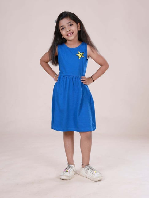 Kiddopanti Kids Blue Applique Regular Fit Dress-picture-46