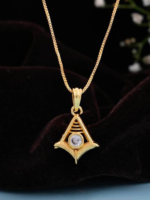 VOJ Gold Plated Designer AD Studded Pendant With Chain-picture-31