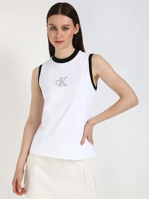 Calvin Klein Jeans Brilliant White Solid T-Shirt