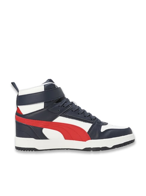 Puma Men's Court Shatter Parisian Night Blue & White Ankle High Sneakers-picture-40