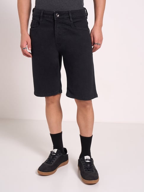 SF Jeans by Pantaloons Jet Black Cotton Relaxed Fit Shorts-picture-34