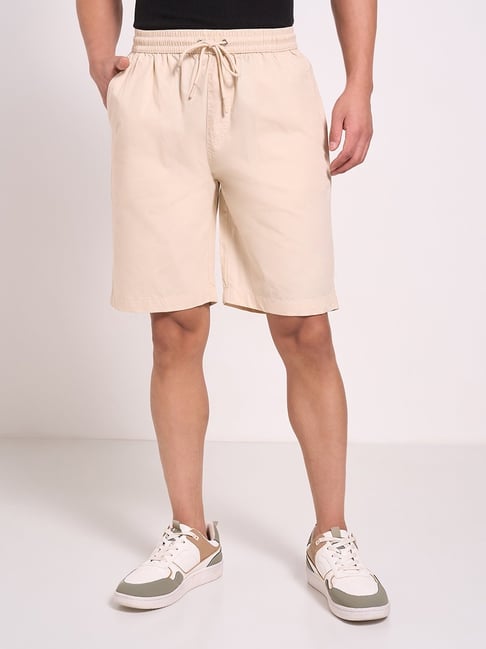 7 Alt By Pantaloons Beige Cotton Relaxed Fit Shorts-picture-29