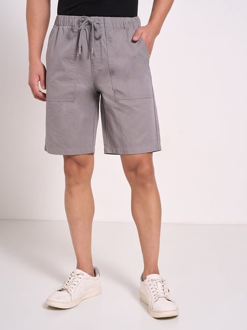 7 Alt By Pantaloons Grey Cotton Regular Fit Shorts-picture-27