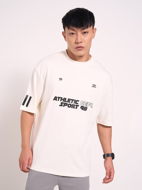 Ajile By Pantaloons White Cotton Relaxed Fit Printed T-Shirt-picture-27