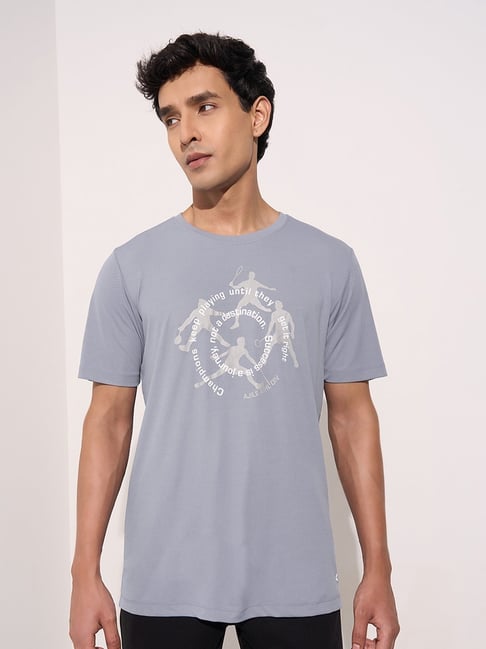 Ajile By Pantaloons Blue Regular Fit Printed Sports T-Shirt