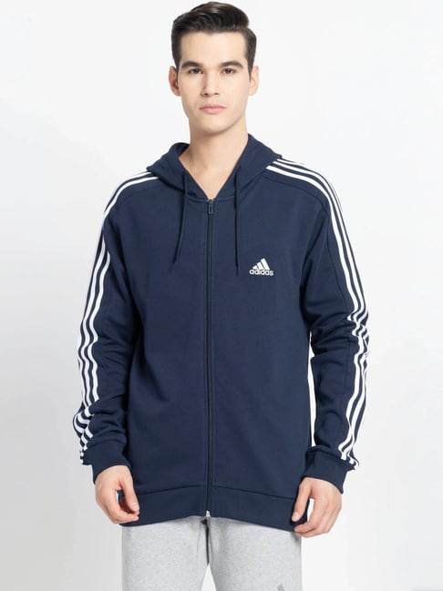 Adidas Blue M 3S FT FZ HD Jacket