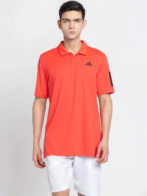 Adidas Red CLUB 3STR Polo T-Shirt-image-0