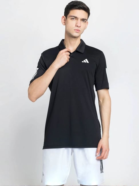 Adidas Black CLUB 3STR Polo T-Shirt-image-2
