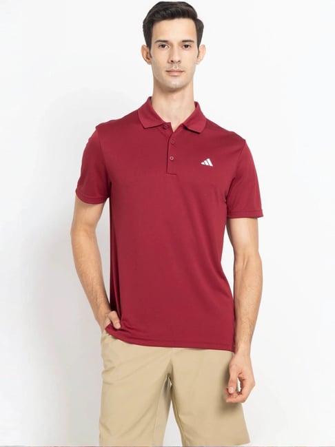 Adidas Burgundy ADI PRF LC Polo T-Shirt