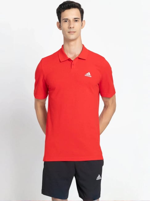 Adidas Red Cttn PolyPolo T-Shirt-picture-27