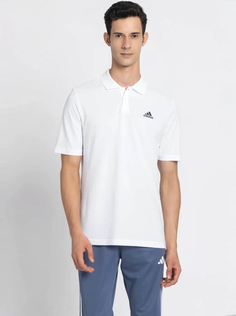 Adidas White Cttn Poly Polo T-Shirt-picture-32