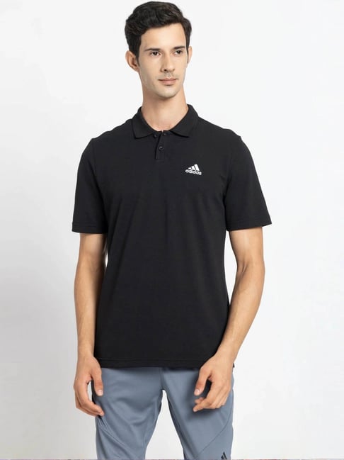 Adidas Black Cttn PolyPolo T-Shirt-picture-16