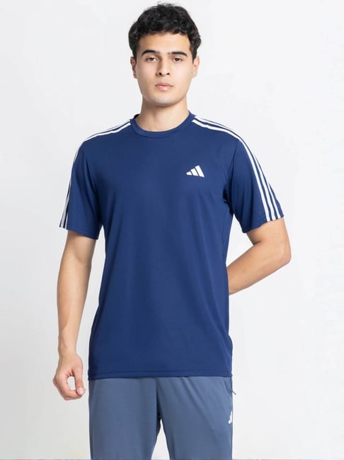 Adidas Blue TR-ES BASE 3S T T-Shirt-picture-32
