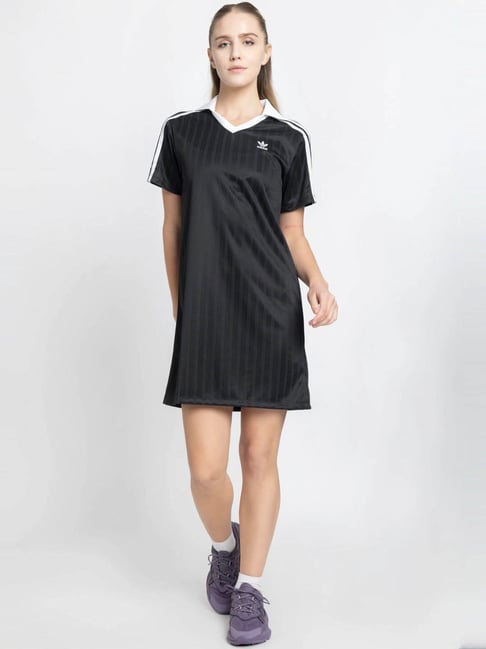 Adidas Originals Black Regular fit V-Neck SS DRESS-image-18
