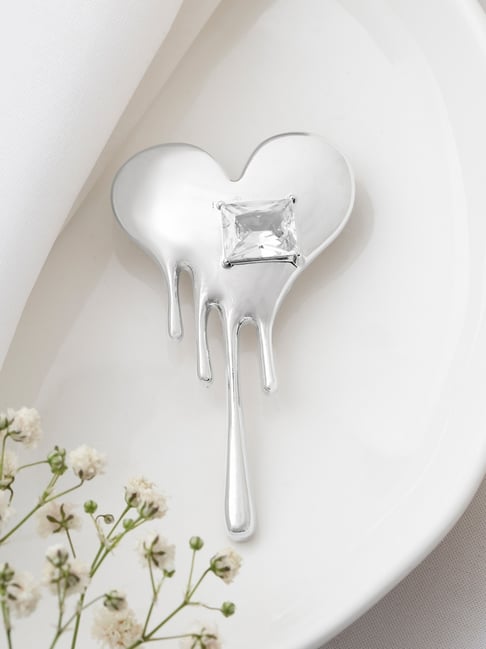 Joker & WItch Silver Melting Heart Brooch