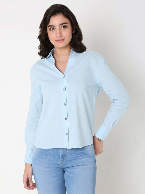 Spykar Sky Blue Solid Shirt-picture-23