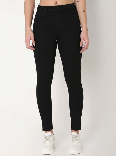 spykar black solid jeans
