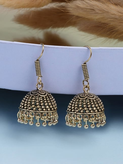 NVR Gold Oxidized Jhumki Earrings-picture-35