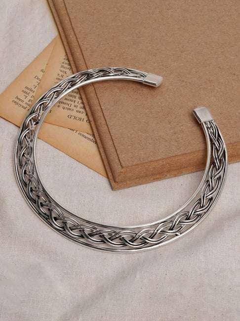 NVR Silver Oxidized Classic Choker Necklace
