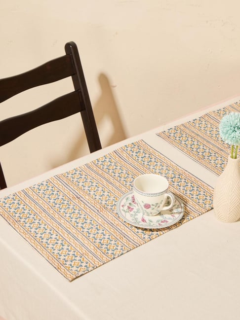 Fabindia Blue Cotton Printed Nimi Placemat - Set of 6-image-30