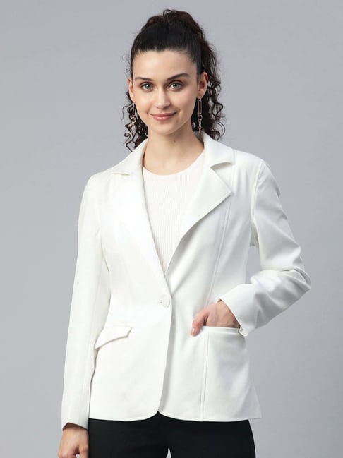 Powersutra White Regular Fit Blazer-picture-19