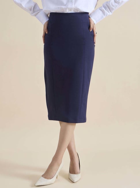 Powersutra Navy Blue Regular Fit Skirt-picture-18