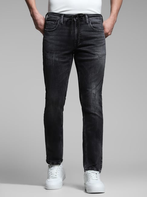 Jack & Jones Black Cotton Slim Fit Distressed Jeans-picture-19