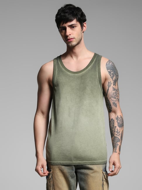 Jack & Jones Green Cotton Regular Fit Vest