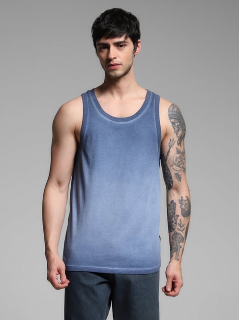 Jack & Jones Blue Cotton Regular Fit Vest