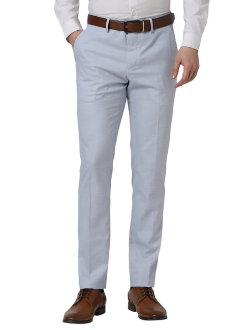 Peter England Blue Slim Fit Trousers-picture-25