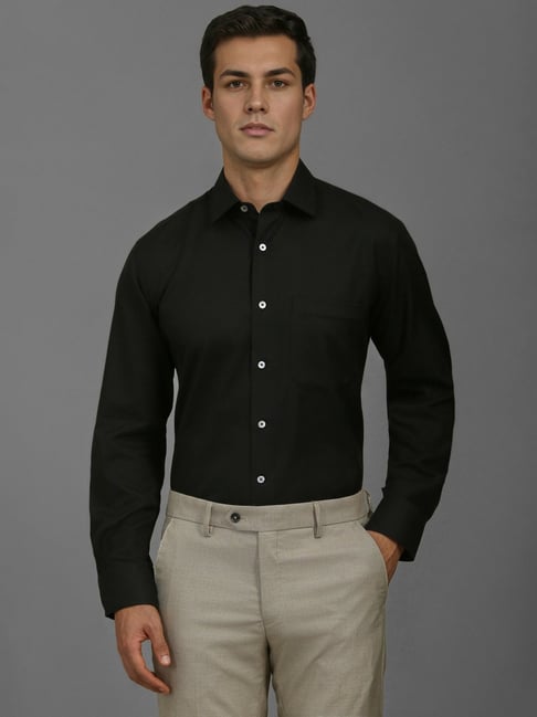 Louis Philippe Black Cotton Regular Fit Shirt-picture-27