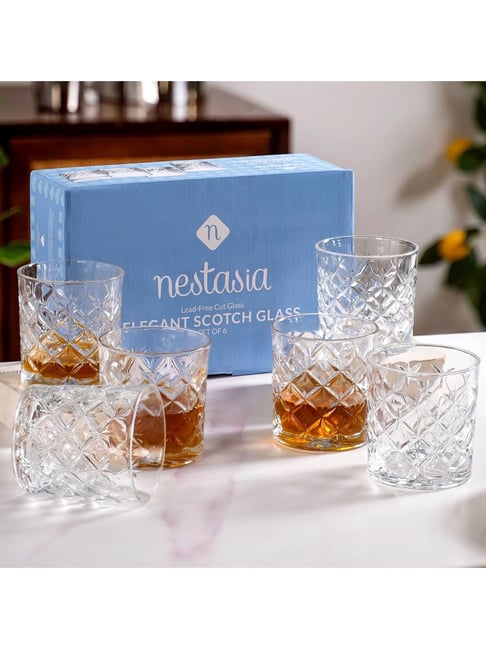 Nestasia Transparent Set of 6 Large Whiskey Glasses