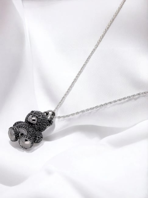 crash.club By CKC 925 Silver Sterling Silver Black Teddy Bear Pendant Chain-picture-35