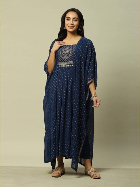Rangriti Blue Regular Fit Printed Kurta-picture-34