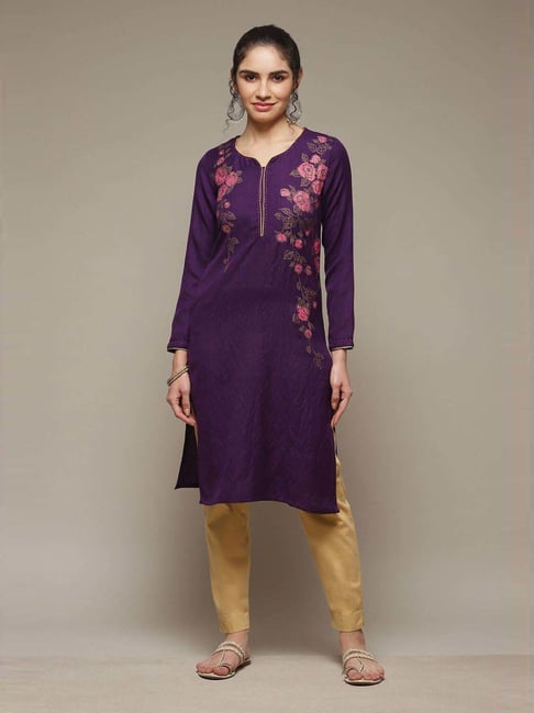 Rangriti Purple Straight Fit Printed Kurta-picture-46