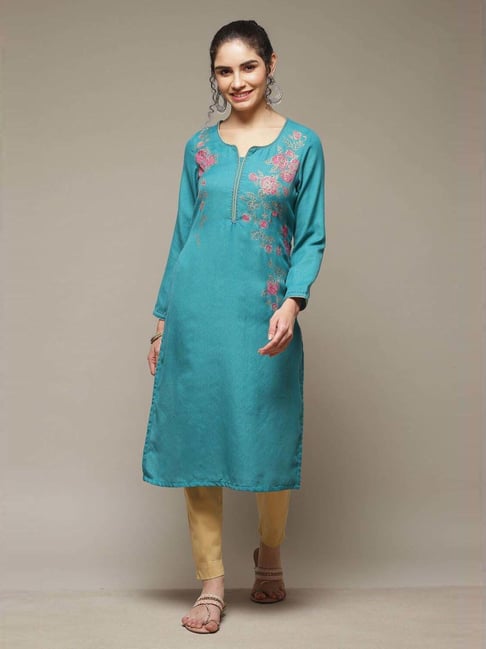 Rangriti Green Straight Fit Printed Kurta-picture-42