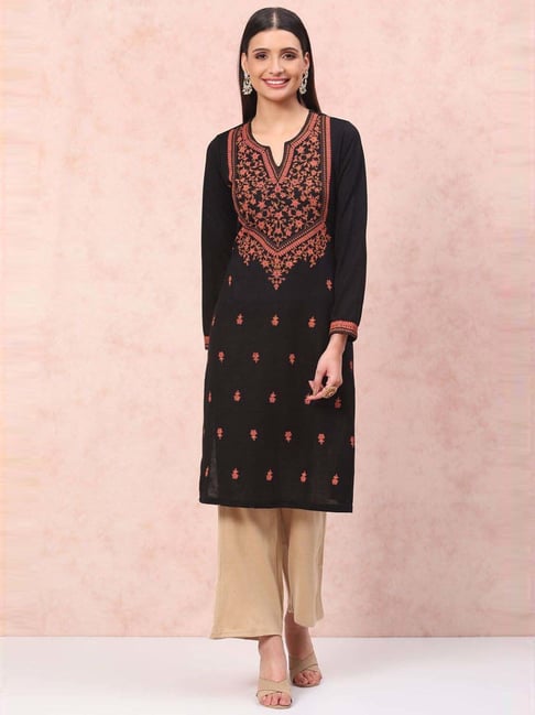 Rangriti Black Straight Fit Printed Kurta-picture-46
