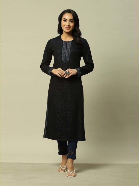 Rangriti Black Straight Fit Kurta-picture-11
