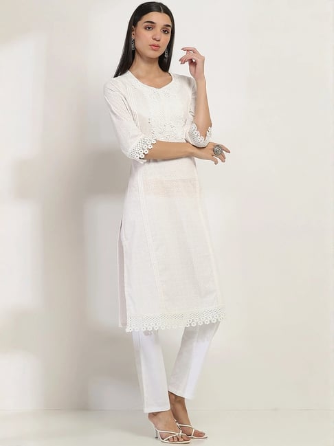 Rangriti White Embroidered Kurtas-picture-25