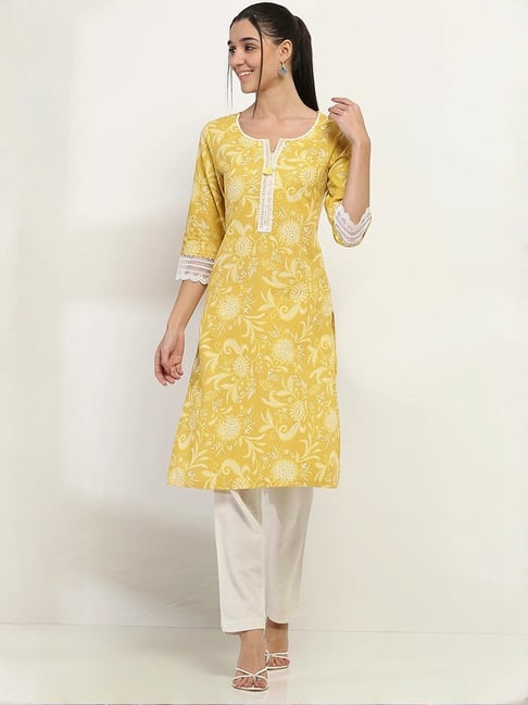 Rangriti Yellow Printed Kurtas-picture-26