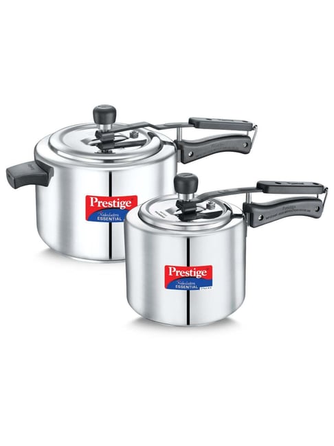 Prestige Nakshatra Essential Svachh Stainless Steel Pressure Cooker Combi Pack of 2 (5L + 3L) Silver