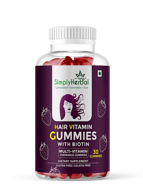 Simply Herbal Hair Vitamin Biotin Gummies With Biotin, keratin (Vitamin A, C, D, E, B5, B6, B12)