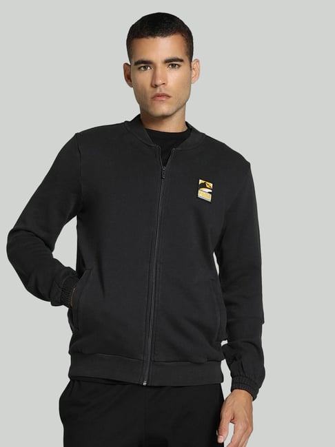 Puma Dark Grey Cotton Regular Fit Sports Jacket