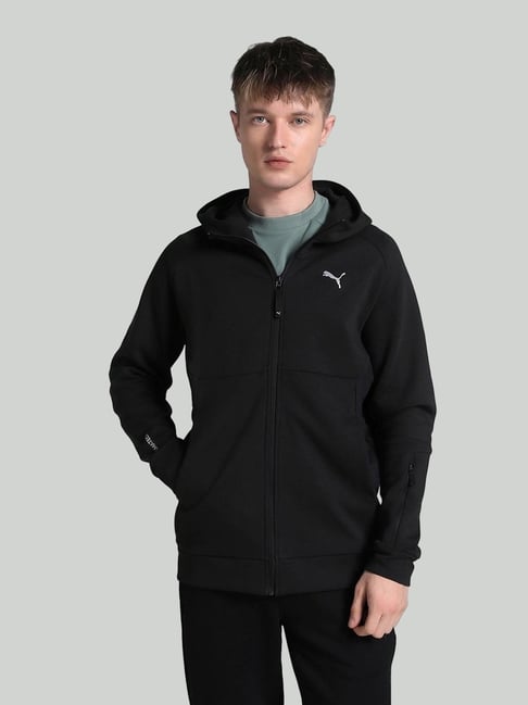 Puma Black Cotton Regular Fit Sports Hoodie